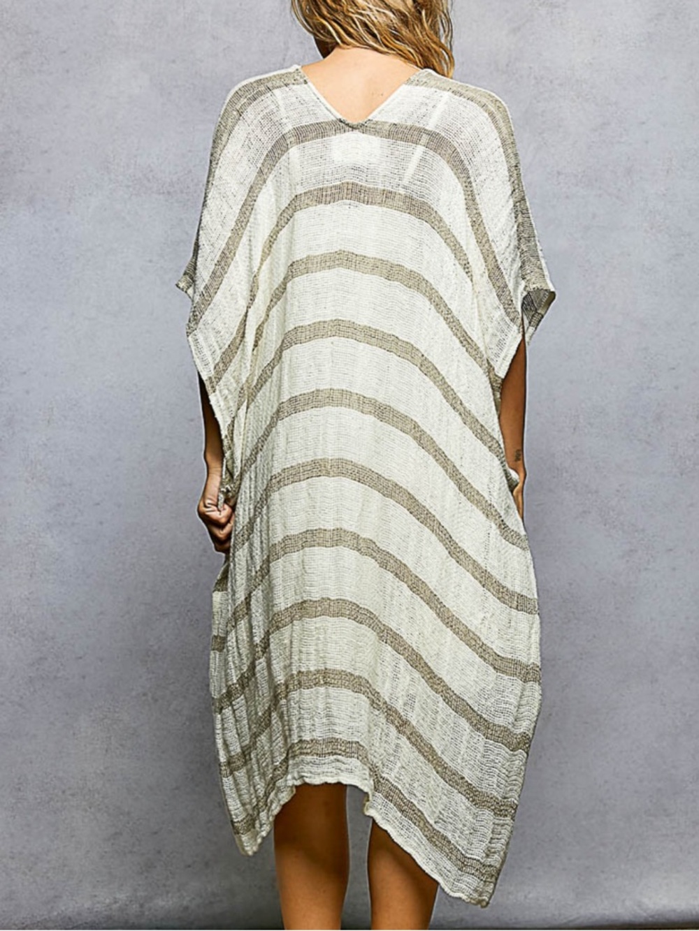 😎💕POL Boho linen Striped Kimono - Picture 5 of 7